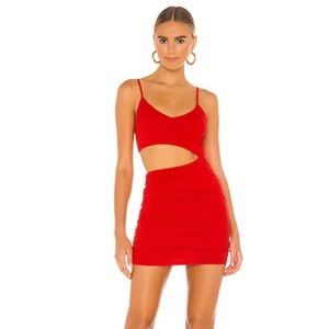 Never been worn! superdown Darcey Ruched Mini Dress in Red
